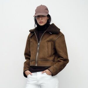 Zara faux leather shearling jacket